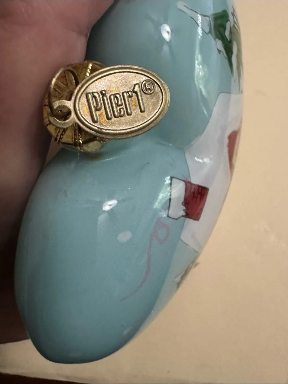 Lot of 2 Pier 1 Li Bien Heart-Shaped Christmas Ornaments 2016, 2018
